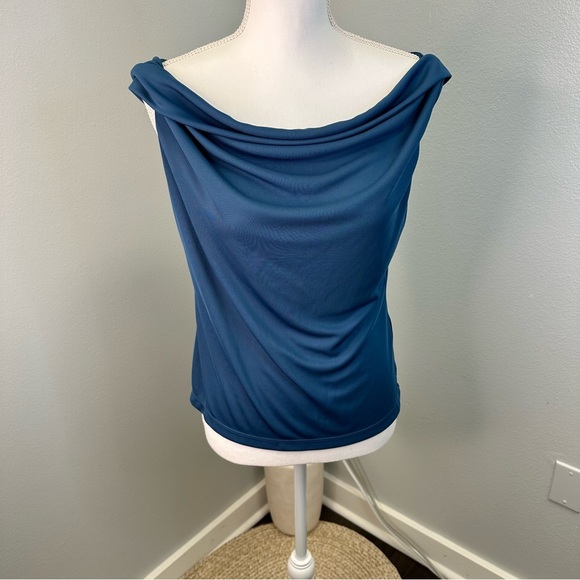 Lauren Ralph Lauren Blue Stretch Jersey Off-the-Shoulder Top size Large - Picture 6 of 6